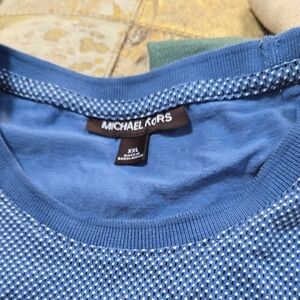 Michael Kors Blue Crewneck Sweater with Textured Detail